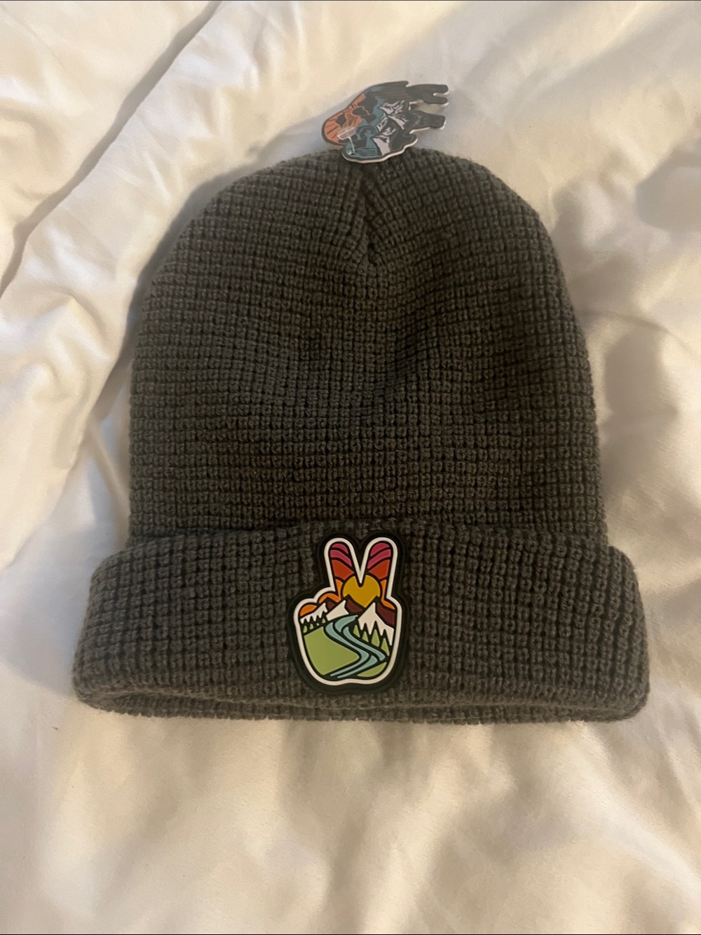 Peace sign waffle knit beanie- price per beanie, both colors are the same price